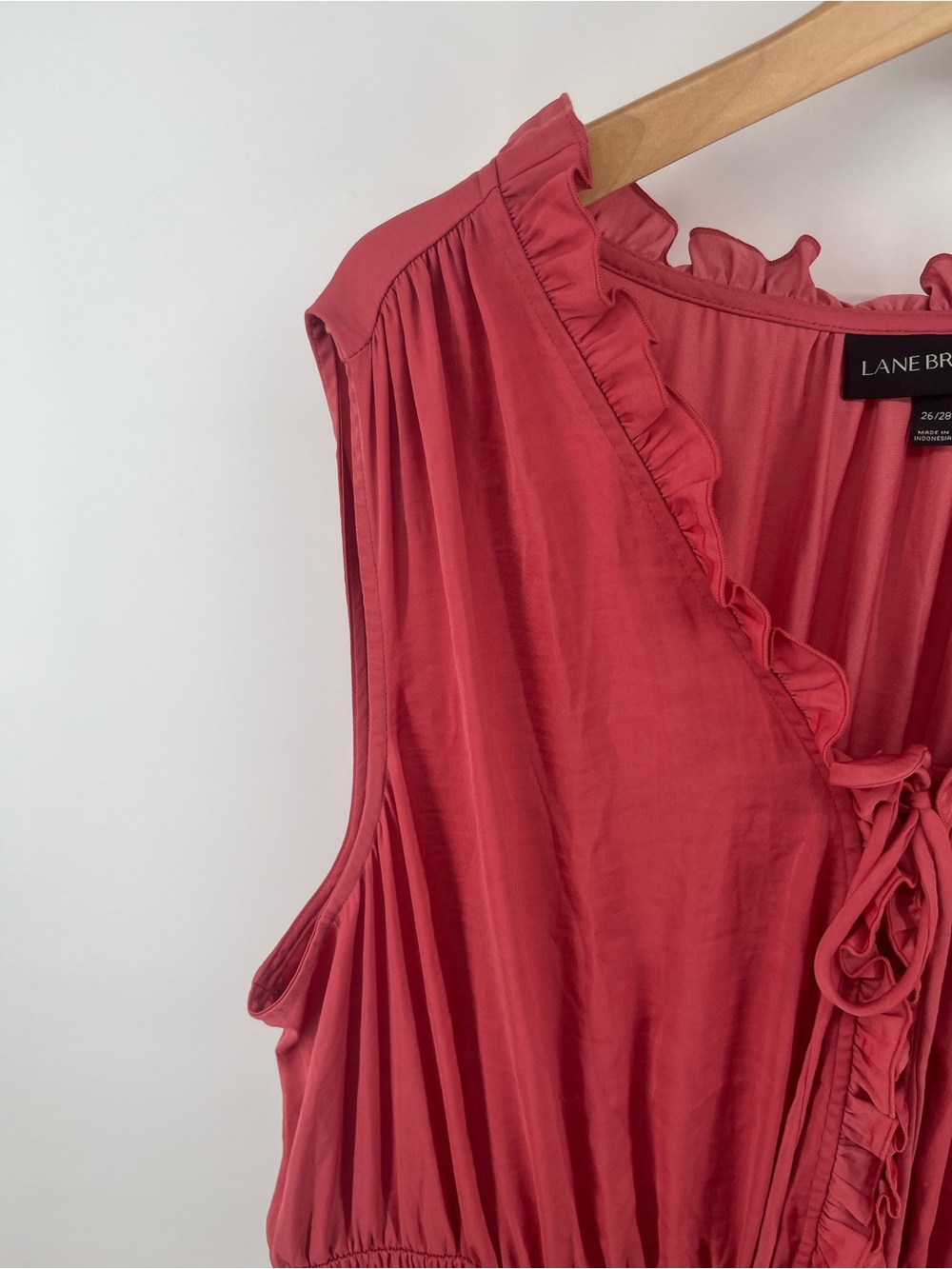 Lane Bryant Maxi Dress 26/28 Coral Pink Pleated Sleeveless Boho Resort Dress - Picture 13 of 13